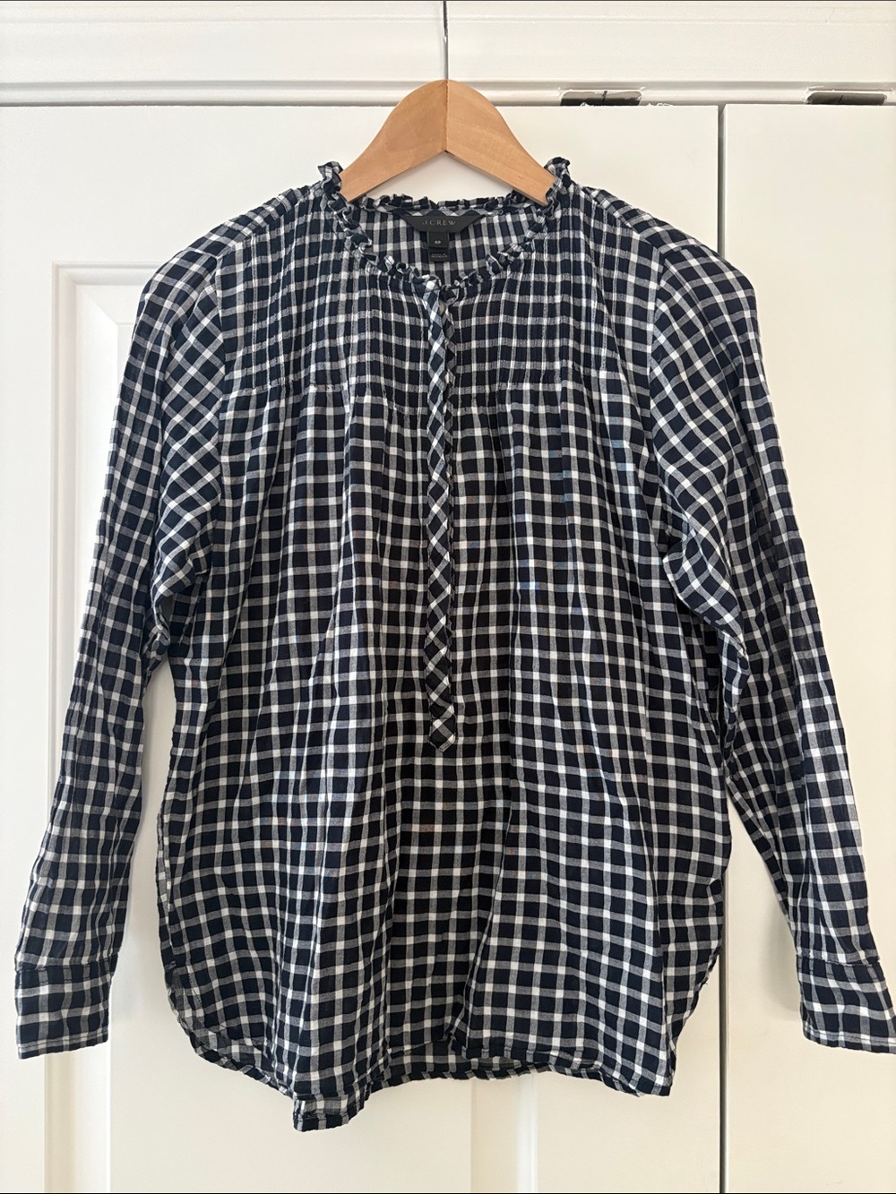 J. Crew Women’s Navy and White Checkered Blouse